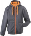 Hooded sweater binnenzijde fleece JN355 carbon-oranje