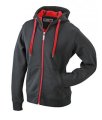 Hooded sweater binnenzijde fleece JN355 zwart-rood